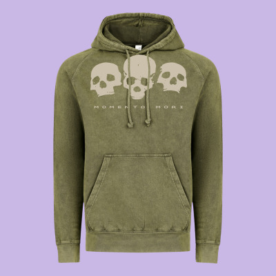 Memento Mori Three Skulls Vintage Hoodie Designed By Artisfamous