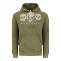 Vintage Olive memento mori three skulls Vintage Hoodie - artisFamous