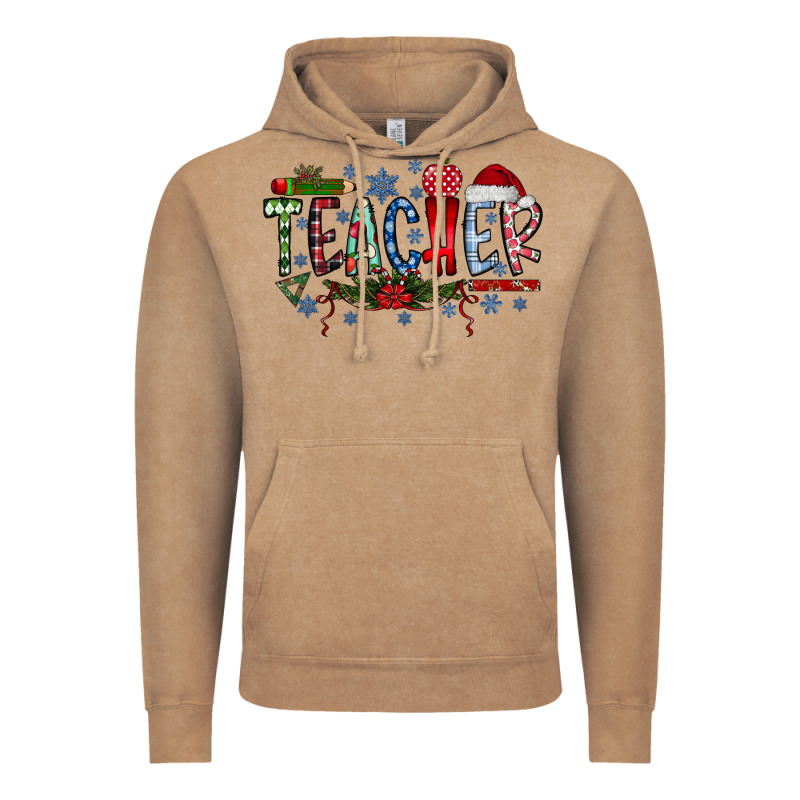 Teacher Christmas Vintage Hoodie by CowhideDigitalArt | Teevron