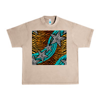 French Oak tiger turquoise glitter and stars seamless pattern Urban Heavy Tee - BundleAndBundleShop