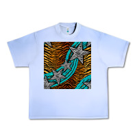 Grape Ice tiger turquoise glitter and stars seamless pattern Urban Heavy Tee - BundleAndBundleShop