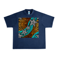 Navy tiger turquoise glitter and stars seamless pattern Urban Heavy Tee - BundleAndBundleShop