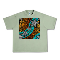Oil Green tiger turquoise glitter and stars seamless pattern Urban Heavy Tee - BundleAndBundleShop
