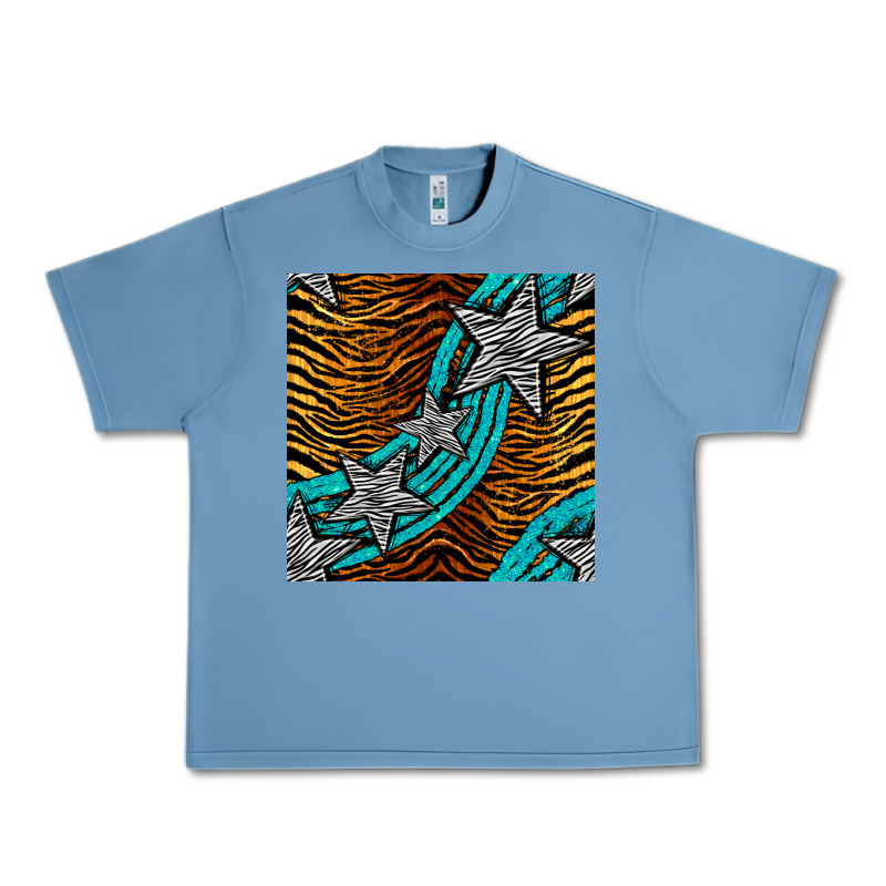 Tiger Turquoise Glitter And Stars Seamless Pattern Urban Heavy Tee by BundleAndBundleShop | Teevron
