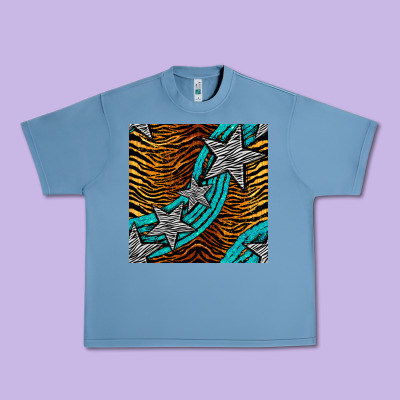 Tiger Turquoise Glitter And Stars Seamless Pattern Urban Heavy Tee Designed By Bundleandbundleshop