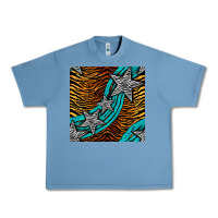 Pebble Blue tiger turquoise glitter and stars seamless pattern Urban Heavy Tee - BundleAndBundleShop
