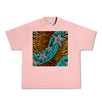 Salmon tiger turquoise glitter and stars seamless pattern Urban Heavy Tee - BundleAndBundleShop