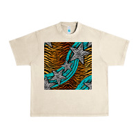Sandshell tiger turquoise glitter and stars seamless pattern Urban Heavy Tee - BundleAndBundleShop