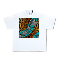 White tiger turquoise glitter and stars seamless pattern Urban Heavy Tee - BundleAndBundleShop