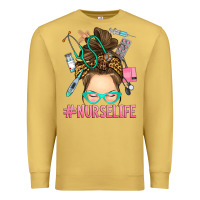 Antique Gold messy bun nurse life Premium Sweatshirt - RanaPortraitStore