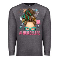 Charcoal Heather messy bun nurse life Premium Sweatshirt - RanaPortraitStore