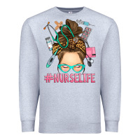 Heather Grey messy bun nurse life Premium Sweatshirt - RanaPortraitStore