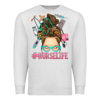 Oatmeal Heather messy bun nurse life Premium Sweatshirt - RanaPortraitStore