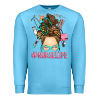 Ocean Blue messy bun nurse life Premium Sweatshirt - RanaPortraitStore