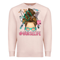 Pale Pink messy bun nurse life Premium Sweatshirt - RanaPortraitStore