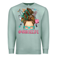 Seafoam messy bun nurse life Premium Sweatshirt - RanaPortraitStore