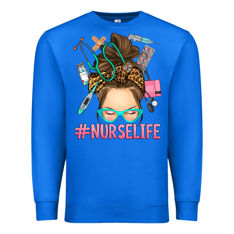 Messy Bun Nurse Life Premium Sweatshirt by RanaPortraitStore | Teevron