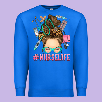 Messy Bun Nurse Life Premium Sweatshirt Designed By Ranaportraitstore