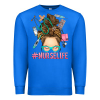 True Royal messy bun nurse life Premium Sweatshirt - RanaPortraitStore
