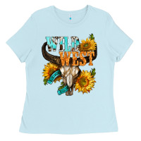 Baby Blue Western Wild West Rodeo Ladies Tee - BundleAndBundleShop