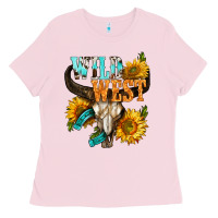 Bubblegum Pink Western Wild West Rodeo Ladies Tee - BundleAndBundleShop