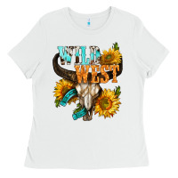 White Western Wild West Rodeo Ladies Tee - BundleAndBundleShop