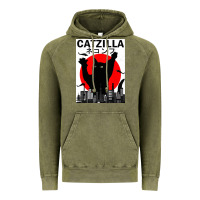 Vintage Catzilla Japanese Sunset Style Vintage Hoodie | Teevron