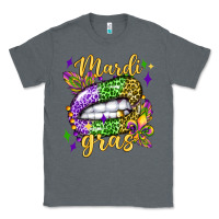 Charcoal Heather mardi gras with  lip olivia Classic Tee - OliviaCreatesArt
