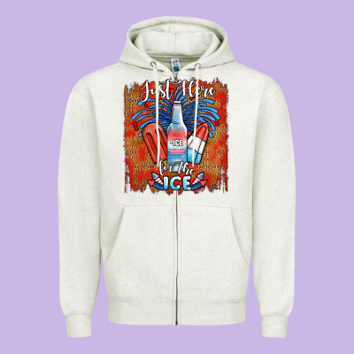 Just Here For The Ice Zipper Hoodie Designed By Jahusdesignshop