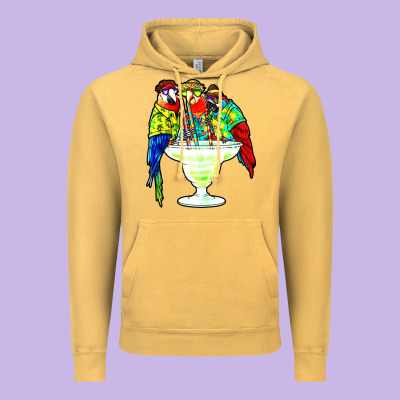 Parrots Drinking Margarita Hawaiian Vintage Hoodie Designed By Artisfamous