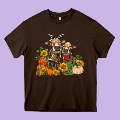 Fall Heifer Cows Heavy Core Tee Designed By Ranaportraitstore