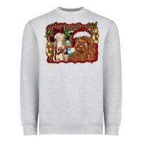 Heather Grey christmas heifer and highland cow with serape background Heavyweight Sweatshirt - RanaPortraitStore