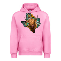 Fuchsia Pink texas map highland cow Urban Hoodie - Jasminsmagicworld