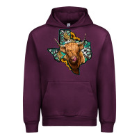 Mauve Wine texas map highland cow Urban Hoodie - Jasminsmagicworld