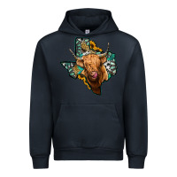 Navy texas map highland cow Urban Hoodie - Jasminsmagicworld