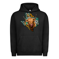 Pigment Black texas map highland cow Urban Hoodie - Jasminsmagicworld