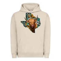 Pigment French Oak texas map highland cow Urban Hoodie - Jasminsmagicworld
