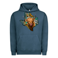Pigment Midnight Navy texas map highland cow Urban Hoodie - Jasminsmagicworld