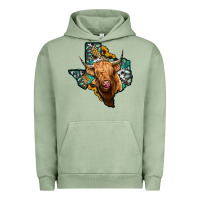 Pigment Oil Green texas map highland cow Urban Hoodie - Jasminsmagicworld