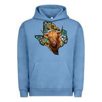 Pigment Pebble Blue texas map highland cow Urban Hoodie - Jasminsmagicworld