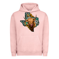 Pigment Salmon texas map highland cow Urban Hoodie - Jasminsmagicworld