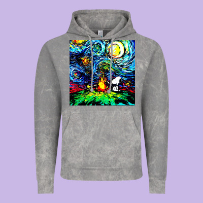 Starry Night Print Van Gogh Parody Vintage Hoodie Designed By Artisfamous