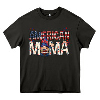 Asphalt American mama with gnome mothers day Heavy Core Tee - HowdyJamesFarm