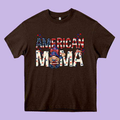 American Mama With Gnome Mothers Day Heavy Core Tee Designed By Howdyjamesfarm