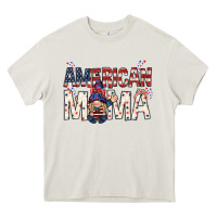 Cream American mama with gnome mothers day Heavy Core Tee - HowdyJamesFarm