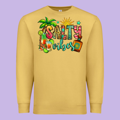 Salty Vibes Tequila Summer Premium Sweatshirt Designed By Jasminsmagicworld
