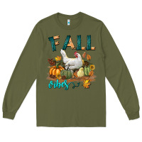 Army Green Fall Vibes Chicken Long Sleeve Tee - LillyAllenDesigns