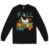 Black Fall Vibes Chicken Long Sleeve Tee - LillyAllenDesigns