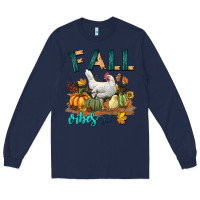 Navy Fall Vibes Chicken Long Sleeve Tee - LillyAllenDesigns