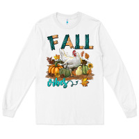 White Fall Vibes Chicken Long Sleeve Tee - LillyAllenDesigns